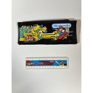 Nintendo 1988 Super Mario Pencil Pouch & Nintendo Power Ruler. Rare! VG Cond